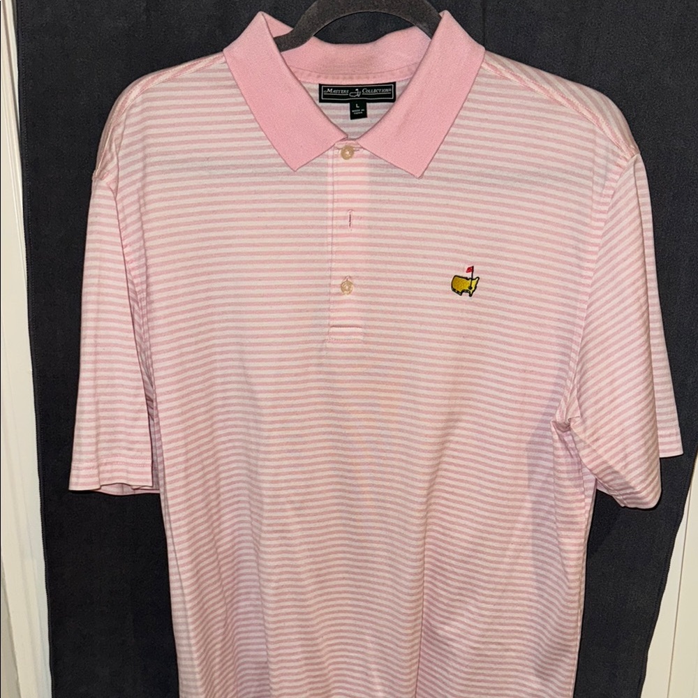 Masters Collection Pink and White Striped Polo Shirt